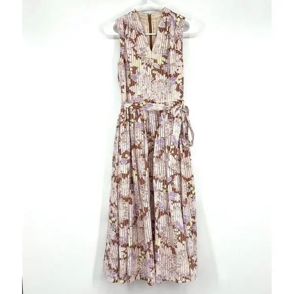 Kate Spade Dress Floral Print Exotic Bloom Burnout V Neck Sleeveless Midi - Picture 3 of 12